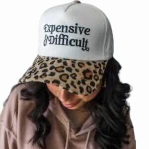 Expensive & Difficult Corduroy Hat Leopard Brim Snapback NWOT Playful Confident